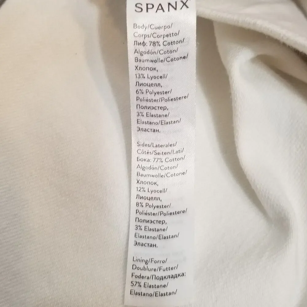SPANX Jean-ish Ankle Skinny Pants White Charcoal Side Stripe Size Small
